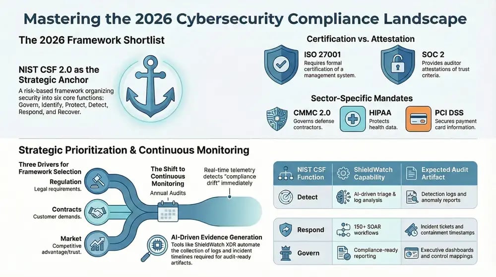 Infographic about Key Cybersecurity Compliance Frameworks Every Business Needs